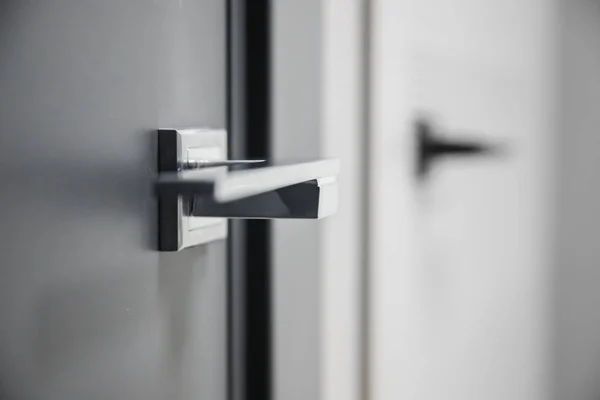 Metal doors knob handle on modern interior