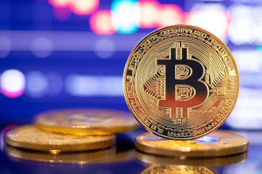 Arkaplan ticaret şeması üzerinde altın Bitcoin kripto para birimi