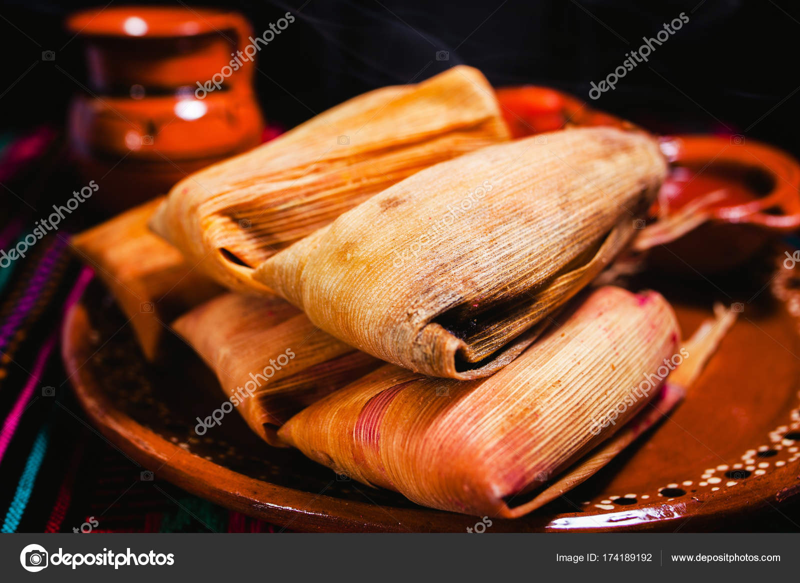 Tamales Corn Leaf Mexican Food Mexico City Stock Photo by