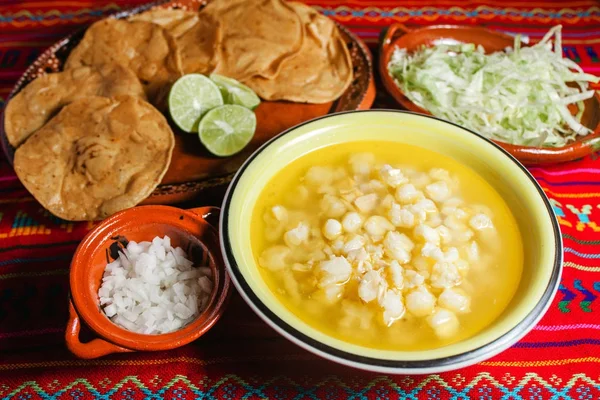 Zuppa Mais Messicano Pozole Fatta Con Grani Mais Messico — Foto Stock