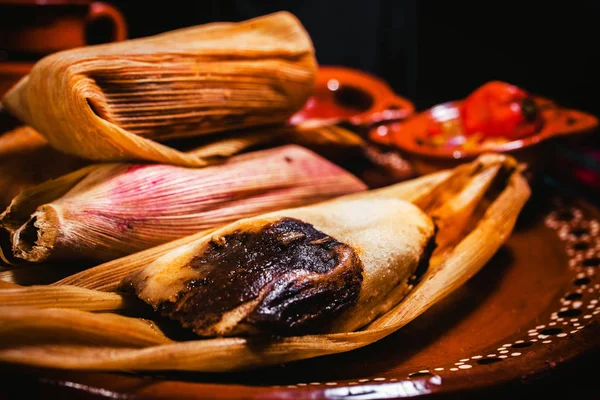 Tamales Mexické Jídlo Mole Poblano Mexico City — Stock fotografie