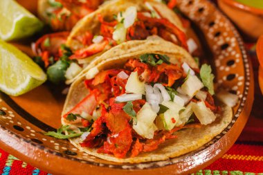 taco al pastor mexican spicy food in mexico city clipart