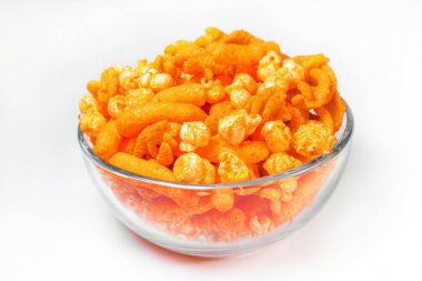 Turuncu peynir Puff ve patlamış mısır Snack arka plan