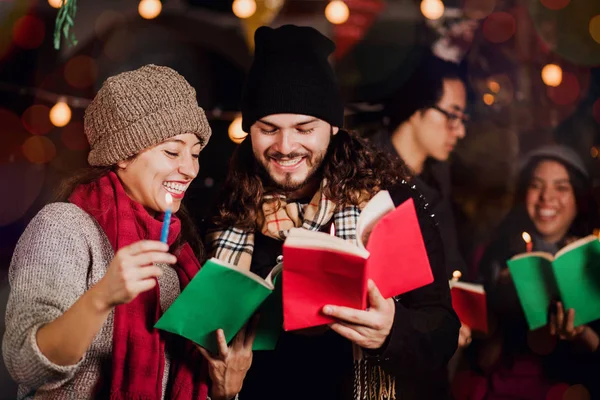 Posada Mexicana Mexican Friends Singing Carols Christmas Mexico — Stock Photo, Image