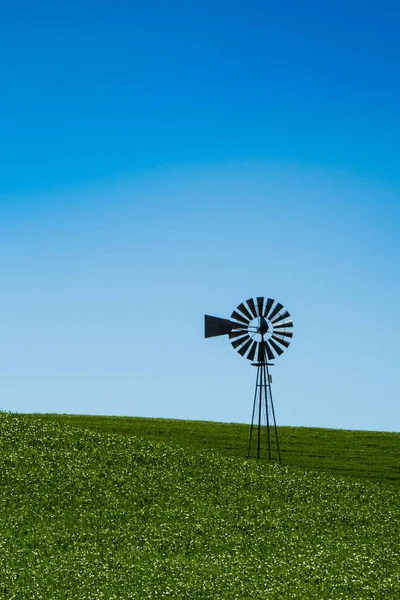 Old-fashioned windmill on the horizon in the Palouse region of e — Stock Photo, Image