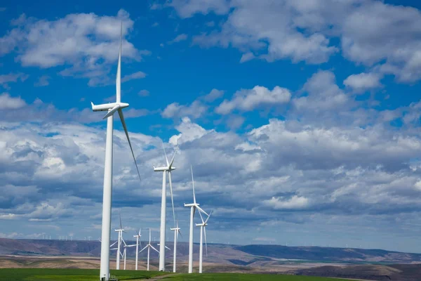 Větrné Turbíny Nad Pole Pšenice Východní Oregon — Stock fotografie