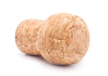 Şampanya mantarı beyaza izole edilmiş.