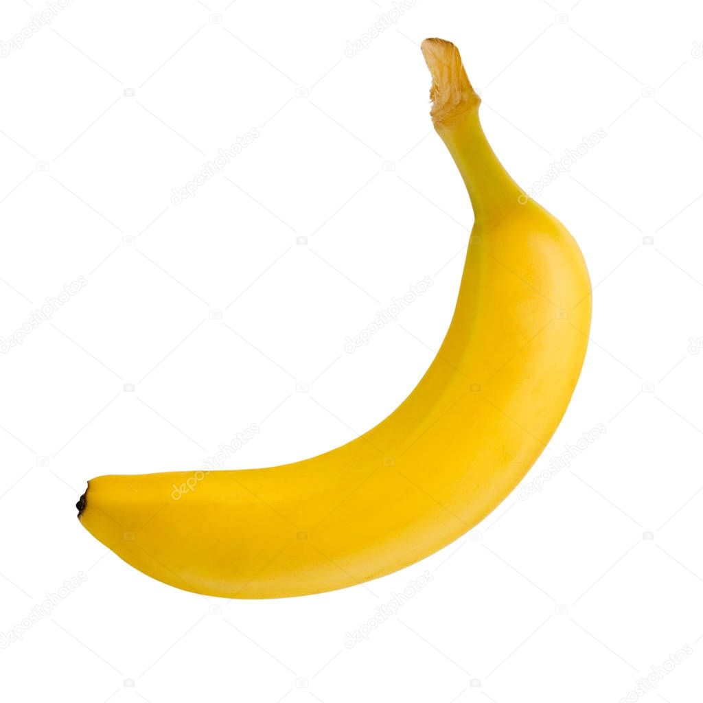 Single ripe banana isolated on