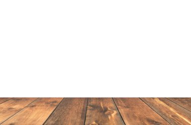 Boş ahşap masa üzerinde izole