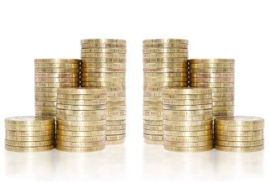 Altın sikke yığını üzerinde izole