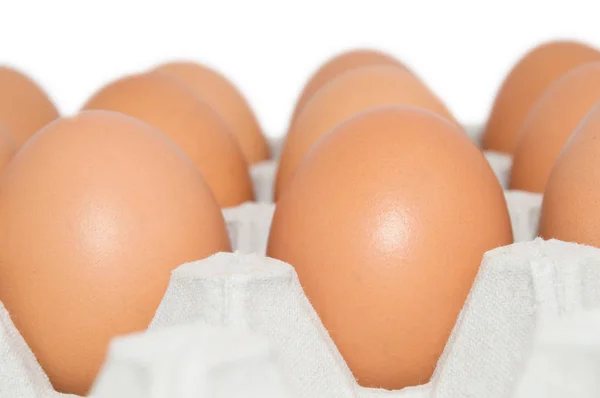 Konteyner karton kahverengi yumurta — Stok fotoğraf