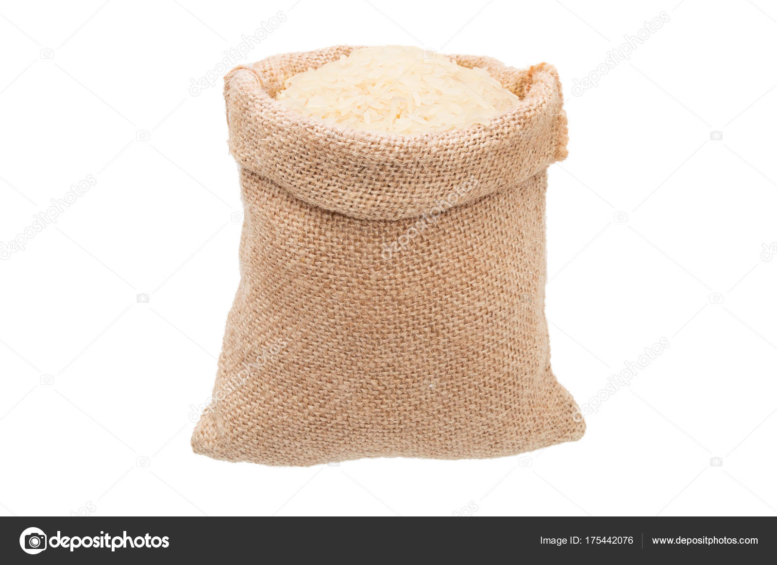 white rice in burlap