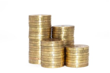 Altın sikke yığını üzerinde izole