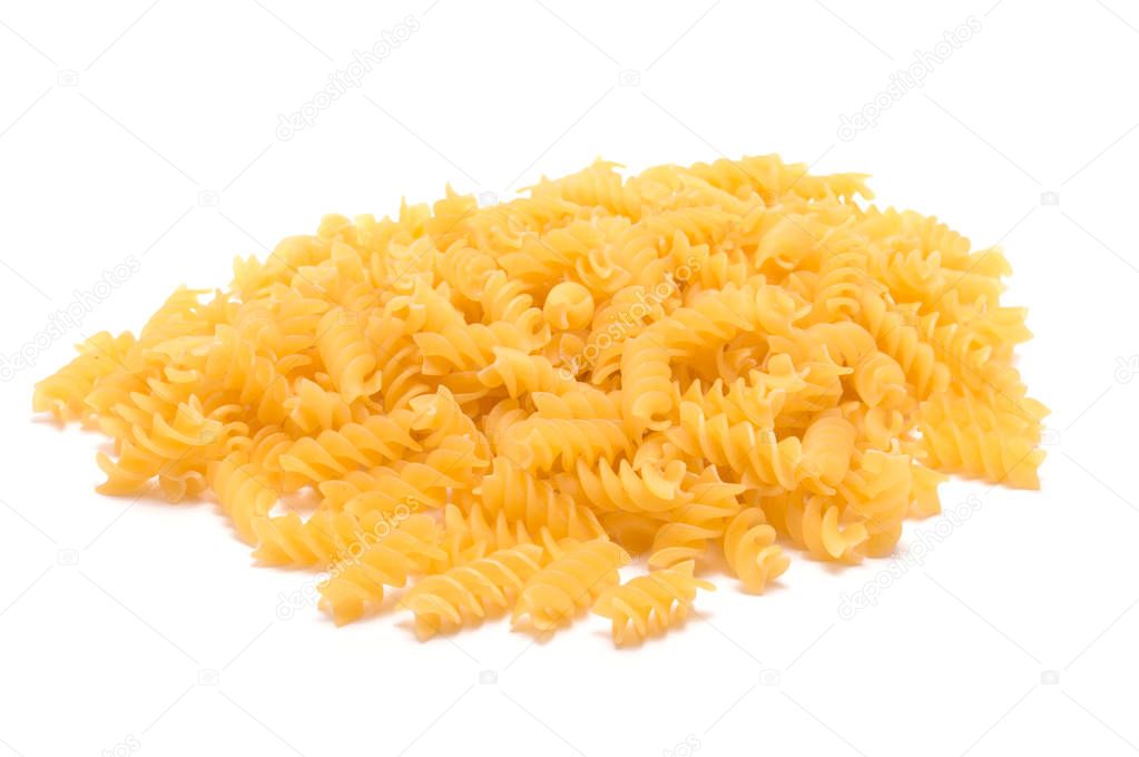 Uncooked italian pasta isolated on