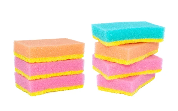 Esponjas apiladas de color aisladas en — Foto de Stock