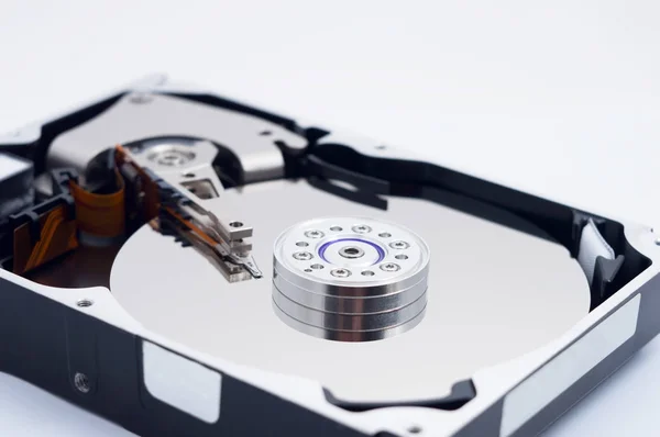A opened computer hard drive