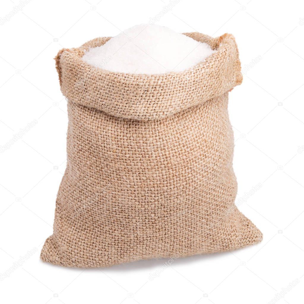 sugar in burlap sack bag