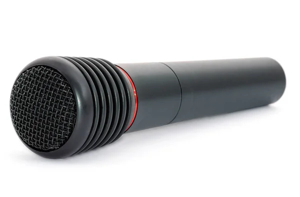 Un microphone noir sans fil isolé — Photo