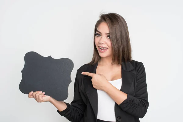 Zakenvrouw op witte achtergrond — Stockfoto