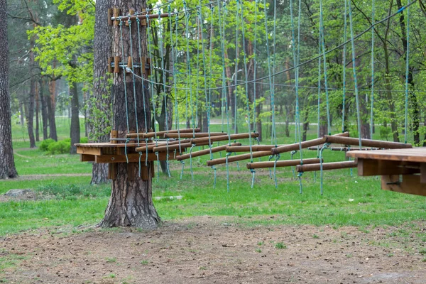 Parque Cuerda Aventura Verano Cálido Soleado Día Primavera —  Fotos de Stock