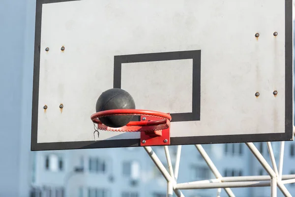 Naplemente Fényeit Kosárlabda Hoop Közelről Sport Életmód Fogalma — Stock Fotó