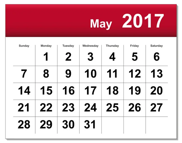 File EPS10. Calendario di maggio 2017. Il file EPS include la versione — Foto Stock