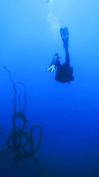 Mergulho. navio afundado — Fotografia de Stock