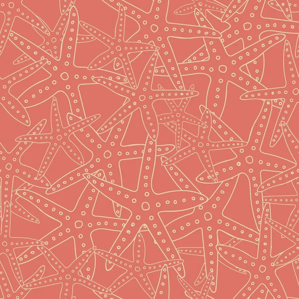Blue sea stars background. Watercolor starfish seamless pattern. — Stock Vector
