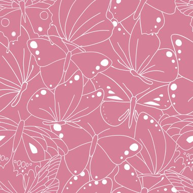 Vektör pembe kelebek dokusu pürüzsüz arkaplan çizimi