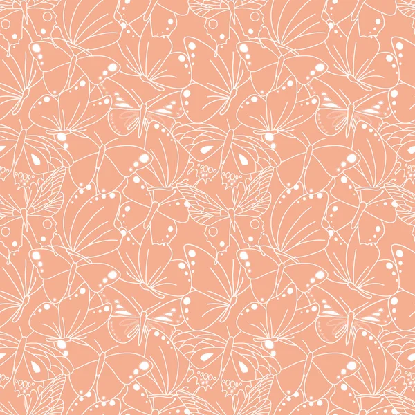 Vector orange butterflies texture seamless pattern background illustration — Stock Vector