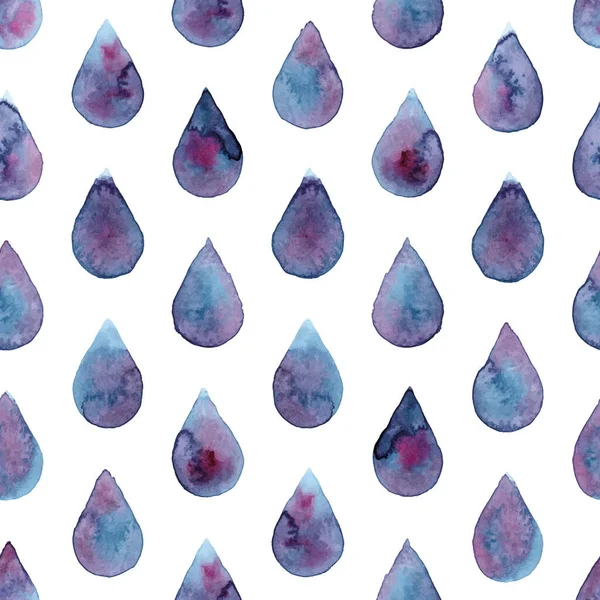 Vector blue and pink watercolor drops seamless pattern background — Stock Vector