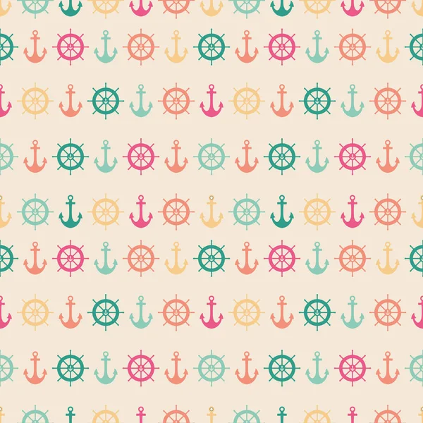 Vector marine nautical seamless pattern background with pastel colors — 图库矢量图片