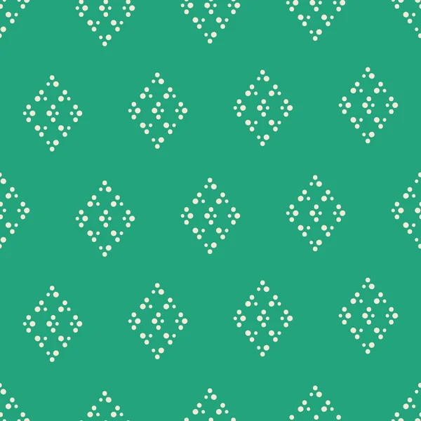 Vector green dotted rhombus seamless pattern background — Stock Vector