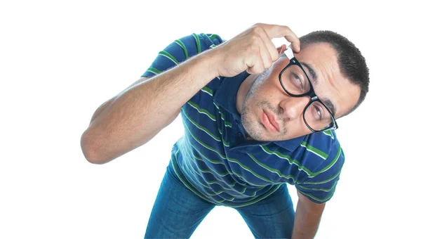 Hombre preocupado, aislado en blanco — Foto de Stock