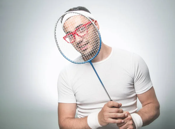 Funny tennis player, isolated — Stock Photo, Image