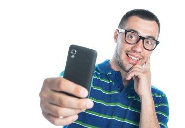 Selfie, üzerinde beyaz izole