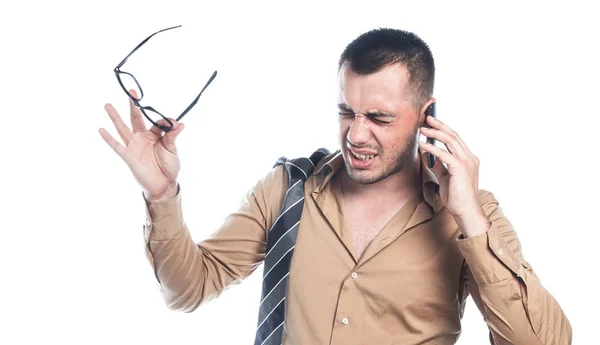 Angry businessman on phone — Stock Photo, Image