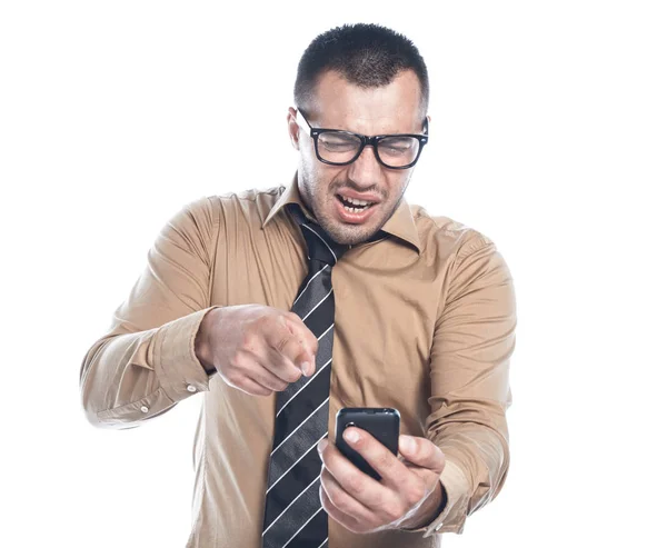 Homem de negócios irritado no telefone — Fotografia de Stock