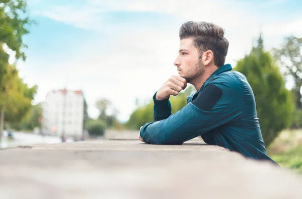 Profile - side view of young beautiful man — Stock Photo, Image