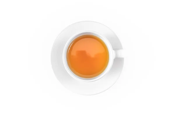 Чашка чая изолированы на белом фоне. Вид сверху — стоковое фото