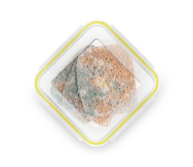 Plastik konteynır veya kutuda küflü brea paketlenmiş ama gitmek için geç