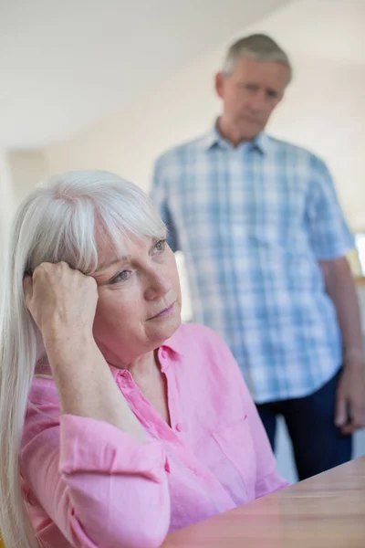 Mature Man Comforting Woman With Depression At Home — Stock Photo, Image