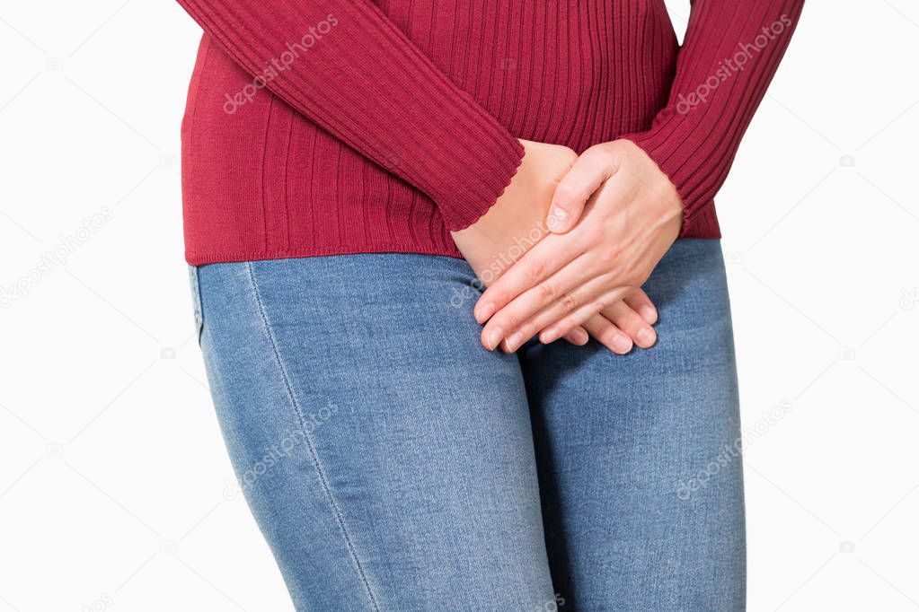Closer Up Of Woman Suffering From Bladder Problem