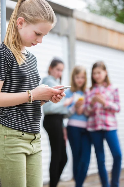 Pre Teen Girl Being Bullied By Text Message — Stock Photo, Image