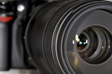 Close up of a photography camera lens
