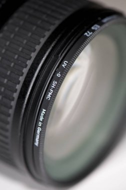 Close up of an UV Ultraviolet Filter on the end of a lens