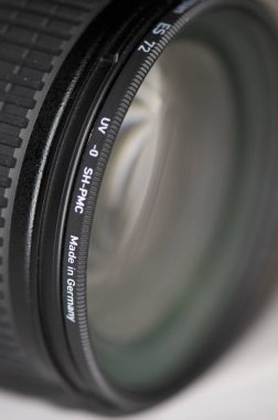 Close up of an UV Ultraviolet Filter on the end of a lens