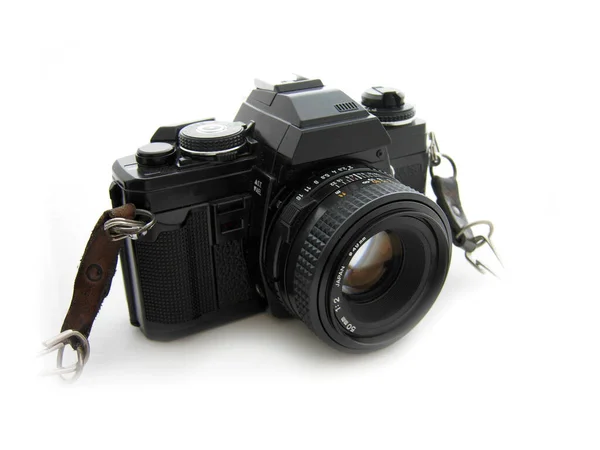 Black Film Camera with a 50mm Lens — 스톡 사진