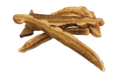 Sliced dried Lingzhi reishi mushroom, isolated on white backgroud clipart