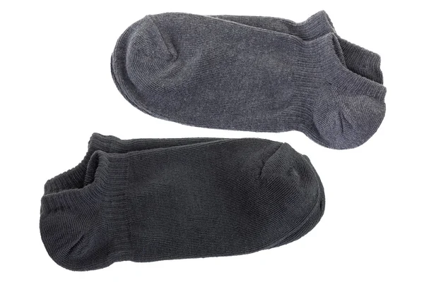Nízké střihněte kotníkové ponožky jednoduchou barvou. Pohodlné měkké ponožky v černé šedé — Stock fotografie